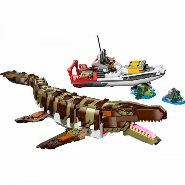 Set de construction Lego 76974 Jurassic World : Brick-Built Mosasaurus Boat Mission 858 Pièces