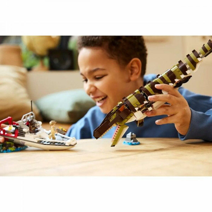 Construction set Lego 76974 Jurassic World : Brick-Built Mosasaurus Boat Mission 858 Pieces