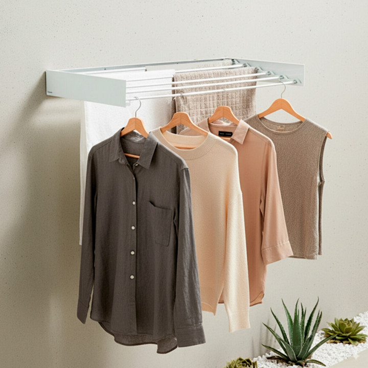 Tendedero de Pared Plegable Extensible Retráctil Dryva 100 InnovaGoods