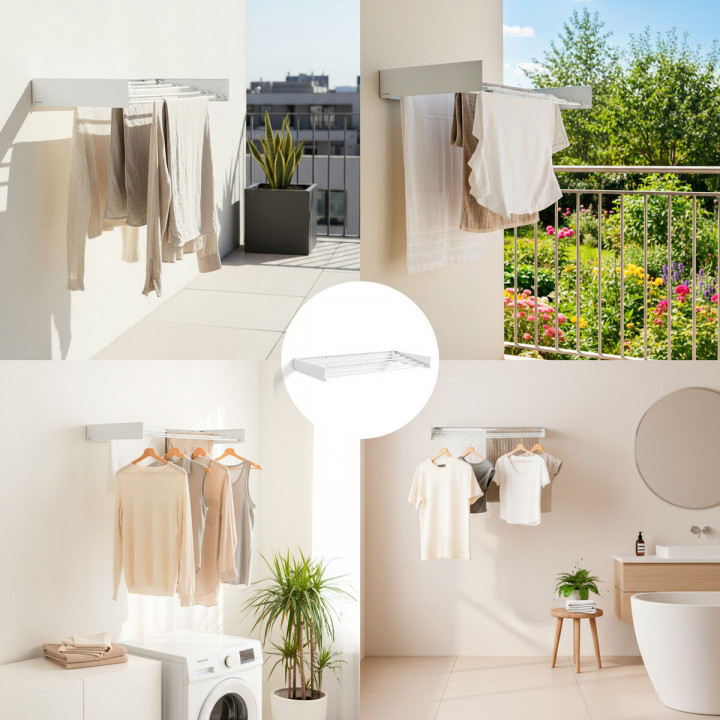 Foldable Extendable Retractable Wall Clothes Drying Rack Dryva 100 InnovaGoods