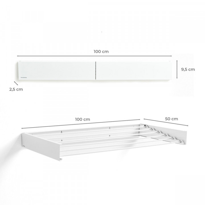 Foldable Extendable Retractable Wall Clothes Drying Rack Dryva 100 InnovaGoods