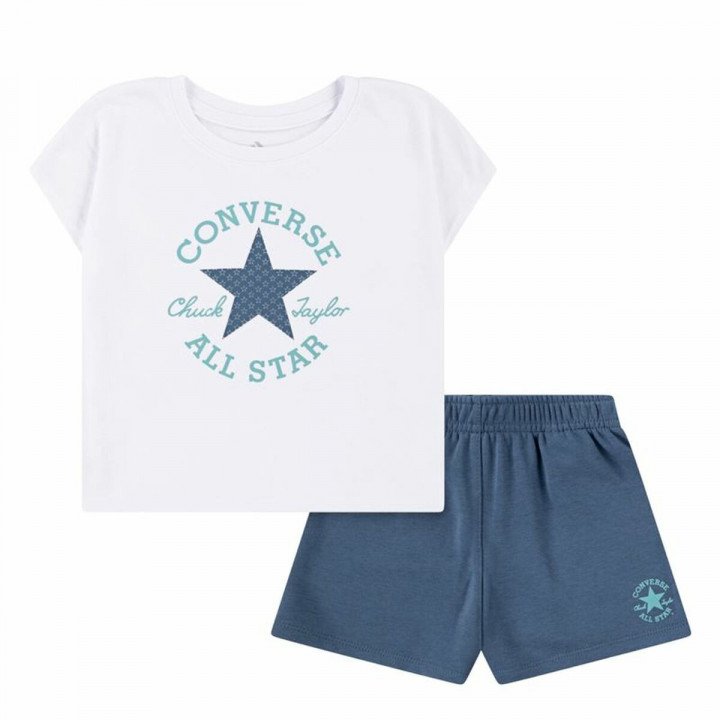 Sportoutfit voor kinderen Converse Cnvgboxy Tee Blauw Wit