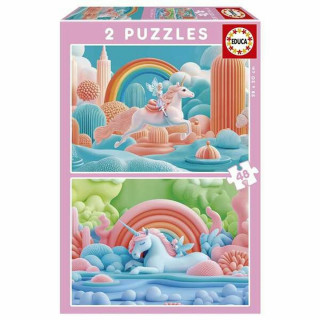 Puzzel Educa Magic Unicorns 48 Onderdelen (2 Stuks)