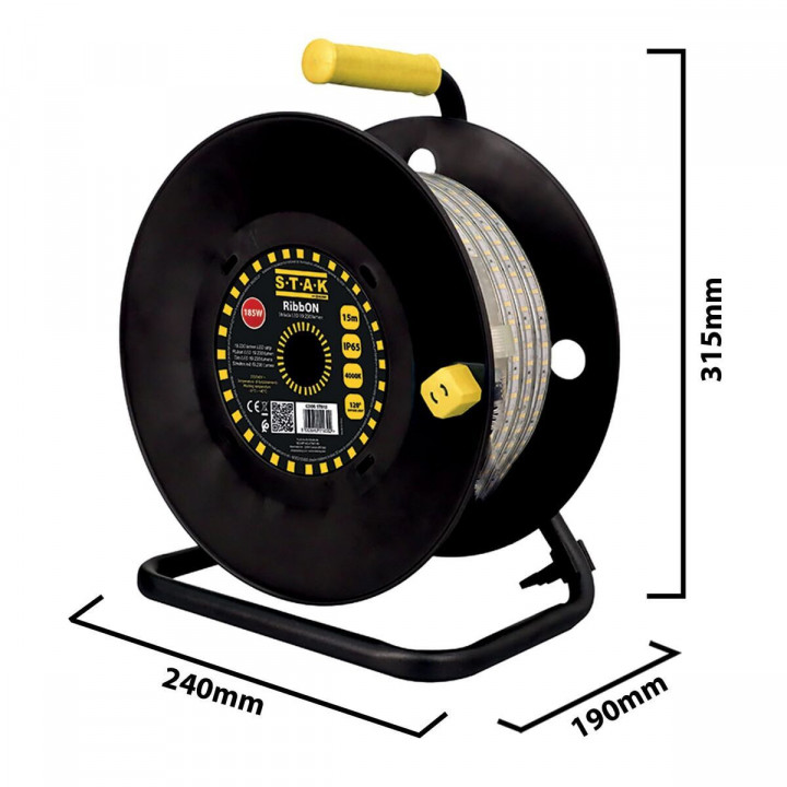 Bandes LED Stak 185 W 15 m Lumière LED 4000 K Noir Transparent