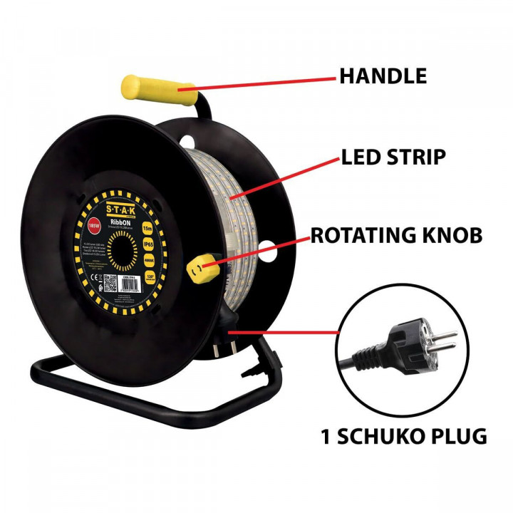 LED-Leisten Stak 185 W 15 m LED Leicht 4000 K Schwarz Durchsichtig