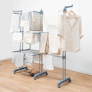 Foldable Vertical Extendable Clothes Drying Rack with Wheels Dolver XL InnovaGoods 30 Bars