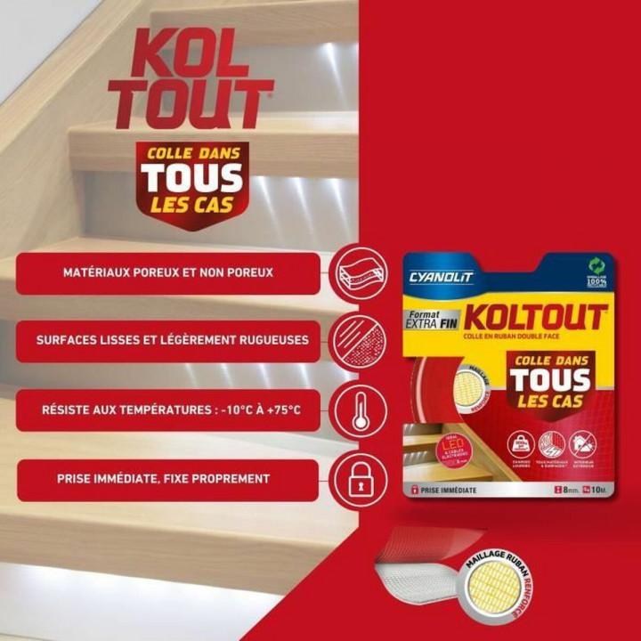 Cinta de Doble Cara Cyanolit 10 m 8 mm