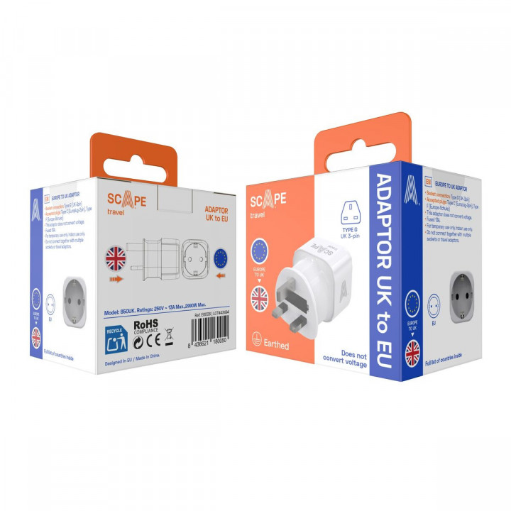 Scape Travel Enchufe Adaptador Schuko a UK