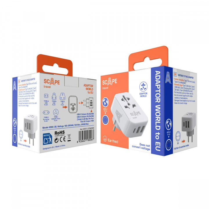 Adattore con prese Scape Travel 830C-DE Plastica