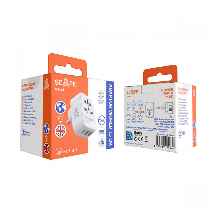 Stekkerdoos Scape Travel 830C-UK Plastic 150 W