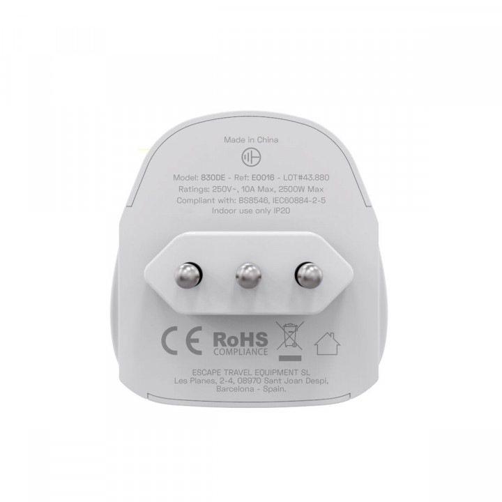 Plug adapter Scape Travel 830IT Plastic 10 A