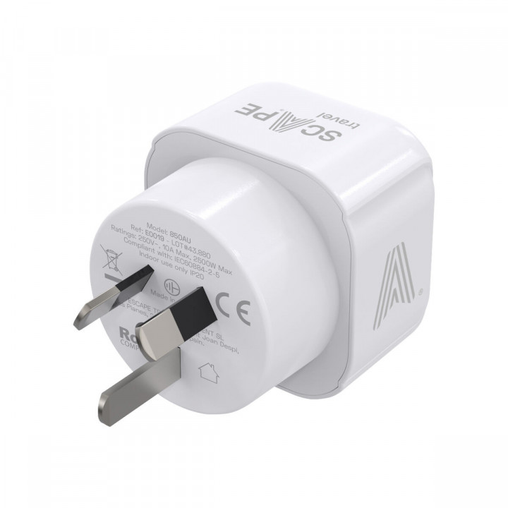 Plug adapter Scape Travel 850AU Plastic 10 A