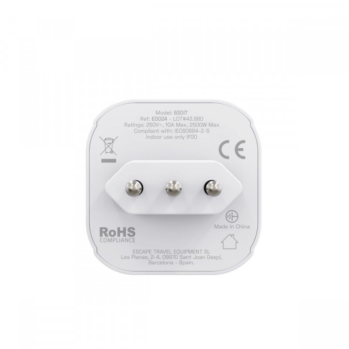 Plug adapter Scape Travel 850IT Plastic 10 A