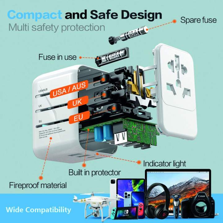 Multiprise Scape Travel 621UC Plastique