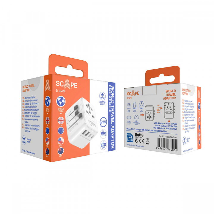 Stekkerdoos Scape Travel 651UC Plastic