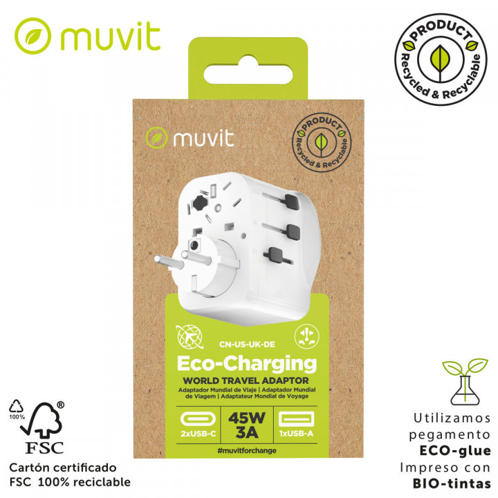 Stekkerdoos Muvit for Change Plastic 45 W