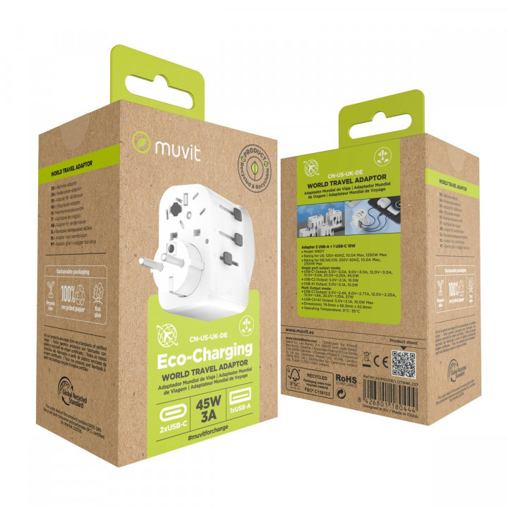 Stekkerdoos Muvit for Change Plastic 45 W