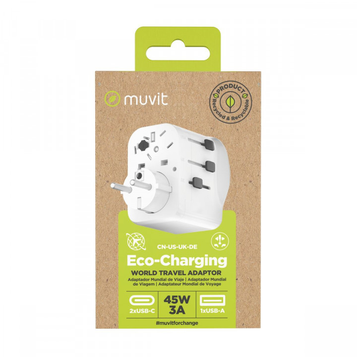 Adattore con prese Muvit for Change Plastica 45 W