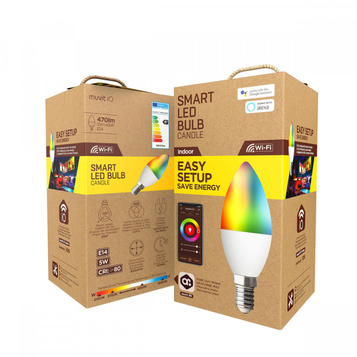 Smart Gloeilamp Muvit MIOBULB006 Wit Warm wit RGB F 5 W E14 450 lm (2700 K) (6500 K)
