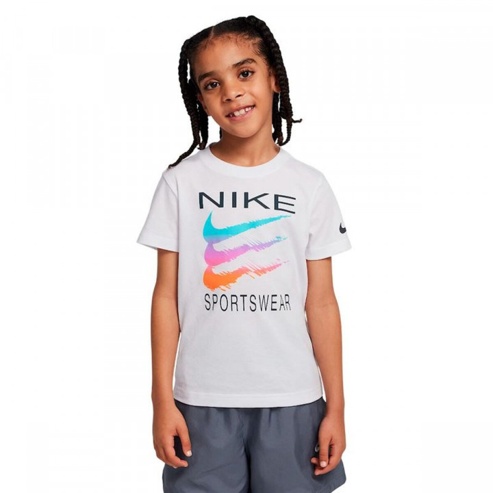 Maglia a Maniche Corte per Bambini Nike Sportswear Swoosh Bianco