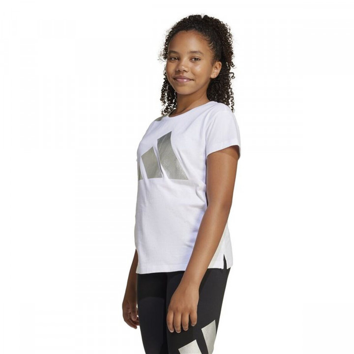 Camiseta de Manga Corta Infantil Adidas Glam Blanco