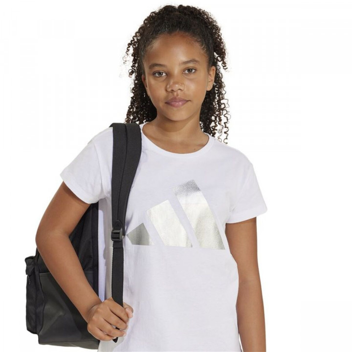 T-Shirt met Korte Mouwen voor kinderen Adidas Glam Wit