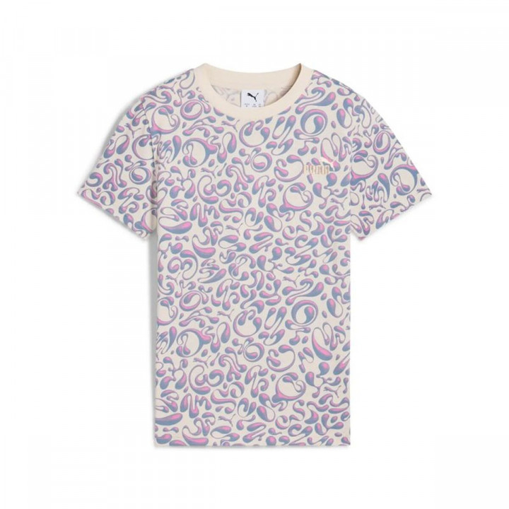 Maglia a Maniche Corte per Bambini Puma Tweenerverse Aop Beige