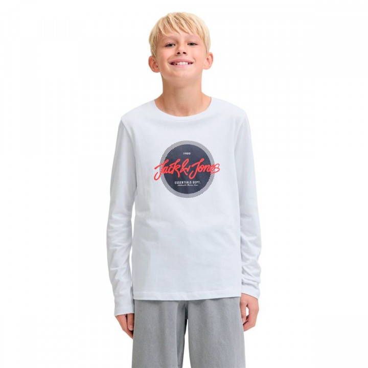 Camiseta de Manga Larga Infantil Jack & Jones Jjurban Ls Crew Neck Blanco