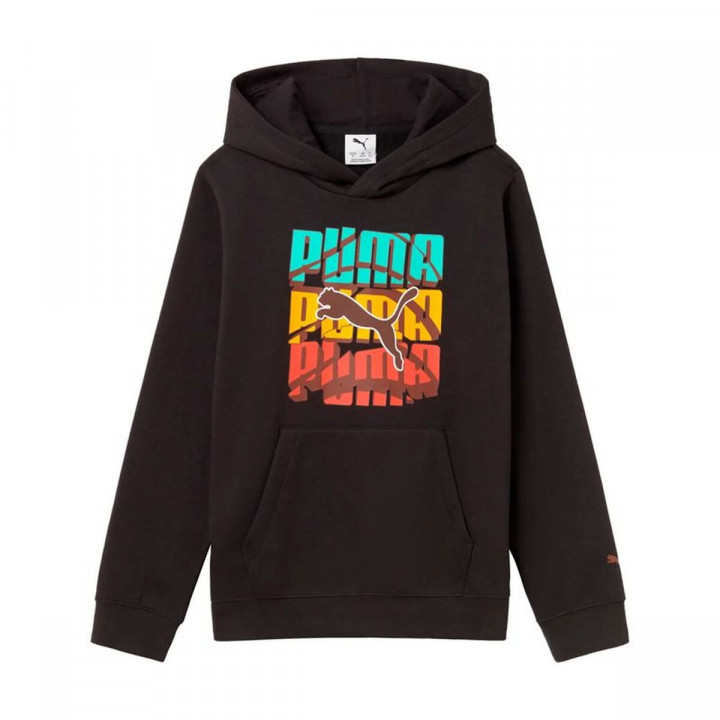 Felpa con Cappuccio Bambino Puma Graphic Logo Colour Nero