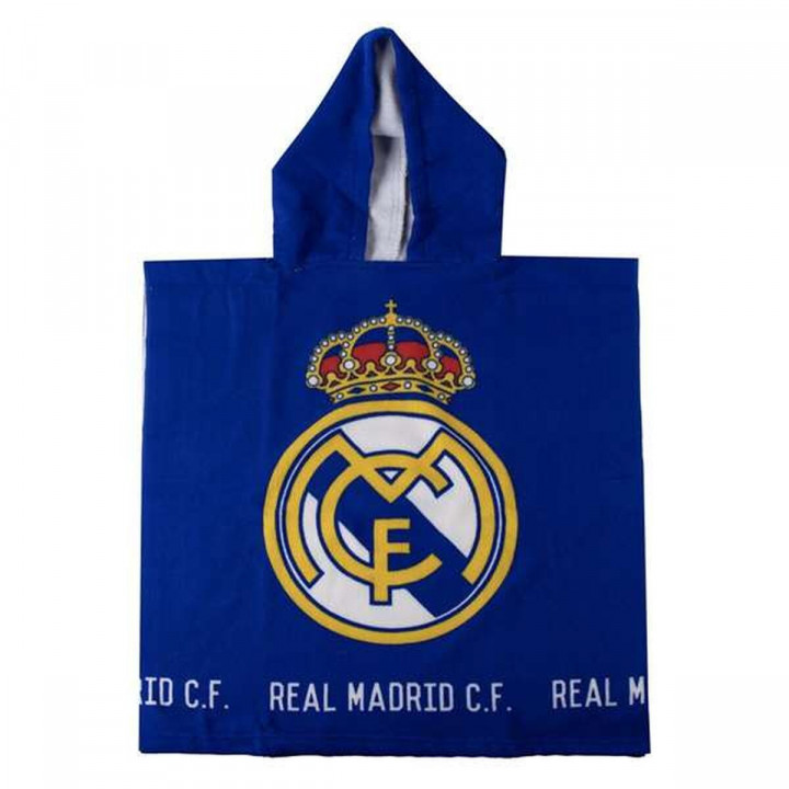 Poncho-Asciugamano con Cappuccio Real Madrid C.F. Azzurro 55 x 77 cm