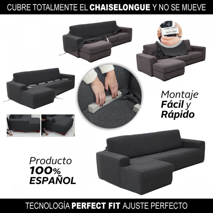 Housse pour chaise longue accoudoir long gauche Sofaskins NIAGARA Gris (Reconditionné A)