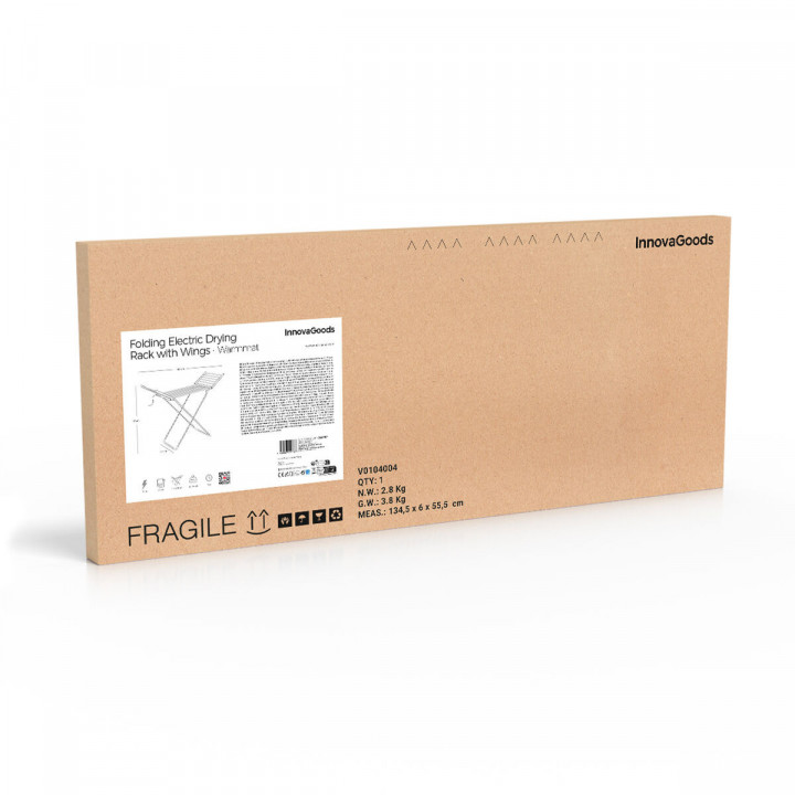 Faltbarer elektrischer Wäscheständer mit Flügeln, Touchscreen, Timer und Temperaturregelung Warmmat InnovaGoods 230 W 20 Stäbe (