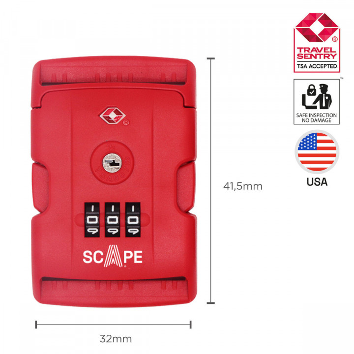 Scape Travel Correa para maleta TSA con combinación (azul,  rojo)