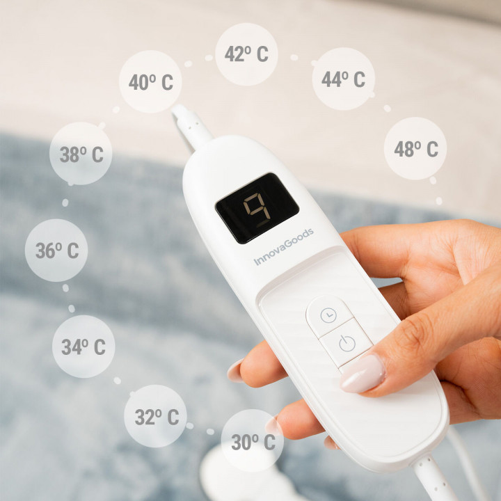 Manta Eléctrica InnovaGoods Blanco Gris 130 x 180 cm Poliéster (Reacondicionado A)