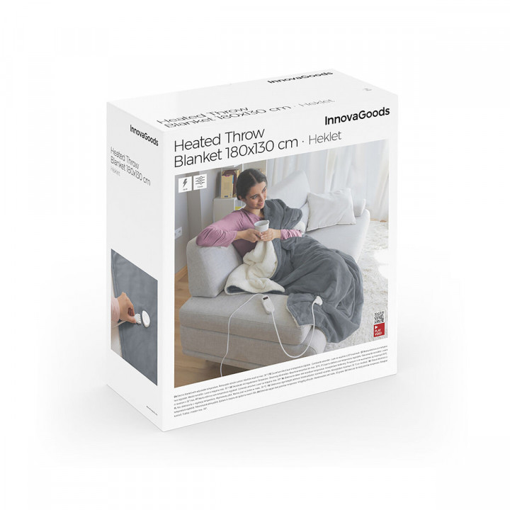 Coperta Elettrica InnovaGoods Bianco Grigio 130 x 180 cm Poliestere (Ricondizionati A)