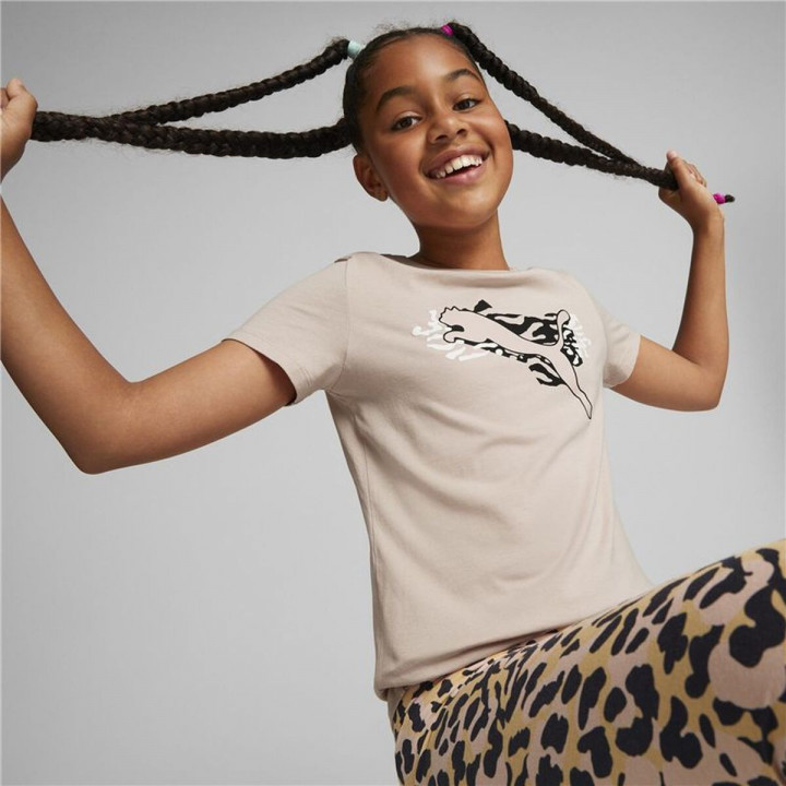 Camiseta de Manga Corta Infantil Puma Alpha Rosa
