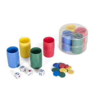 Bekers met Parchis Pionnen Gerimport (4 Stuks)