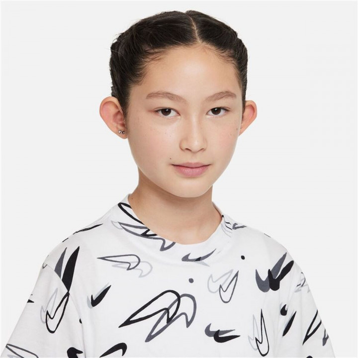 T-Shirt met Korte Mouwen voor kinderen Nike Boxy Swooshfetti Wit