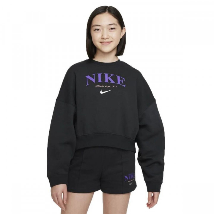 Hoodless Sweatshirt for Girls Nike Sportswear Trend  Black