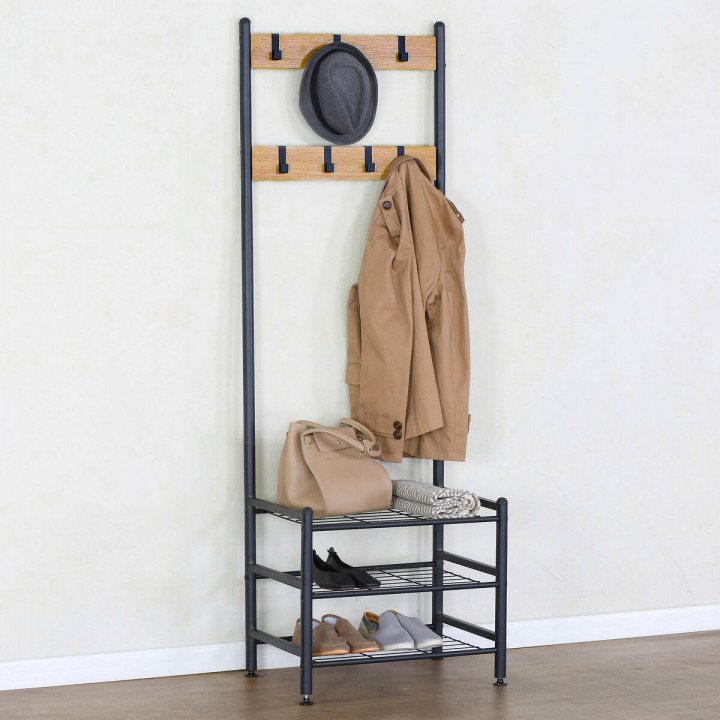 Garderobe mit Einlegeboden Max Home Schwarz (Restauriert A)