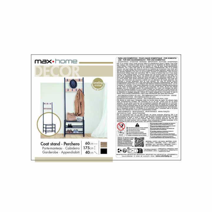 Porte-manteaux avec étagères Max Home Noir (Reconditionné A)