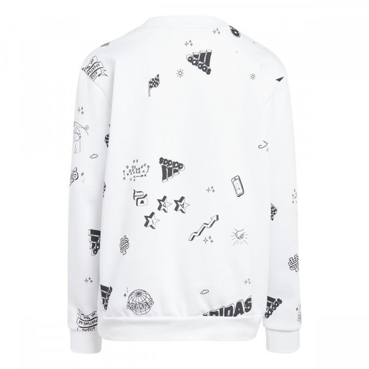 Sweatshirt zonder Capuchon voor Meisjes Adidas Jg Bluv Q3Sweat Wit