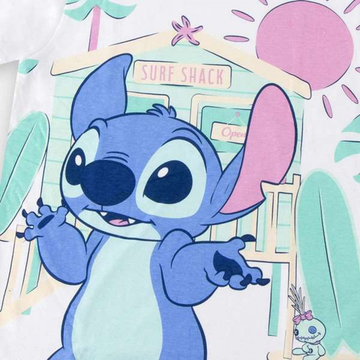 Camiseta de Manga Corta Infantil Stitch Blanco