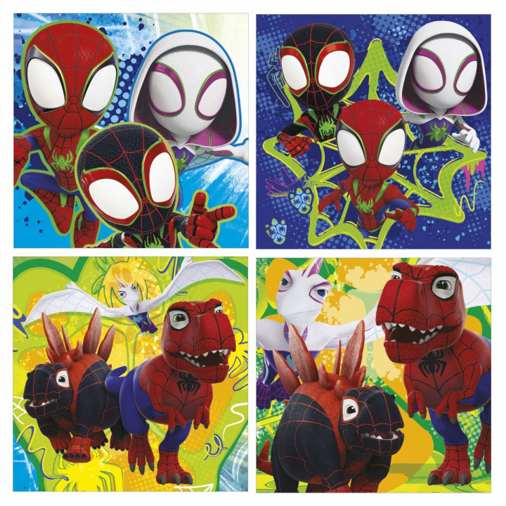 Set van 4 Puzzels Educa Dino Spidey 12 Onderdelen 16 Onderdelen 20 Onderdelen 25 Onderdelen (4 Stuks)