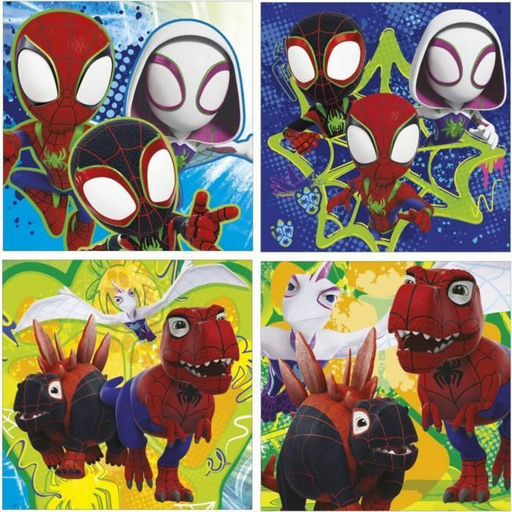Set di 4 Puzzle Educa Dino Spidey 12 Pezzi 16 Pezzi 20 Pezzi 25 Pezzi (4 Unità)