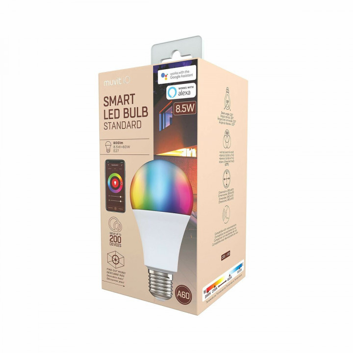 muvit iO bombilla inteligente A60 E27/9W/806lm RGB+Blancos  D60*H110