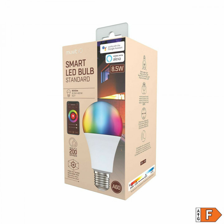 Smart Light bulb Muvit 8,5 W E27 2700 K 6500 K 800 lm Wi-Fi LED White