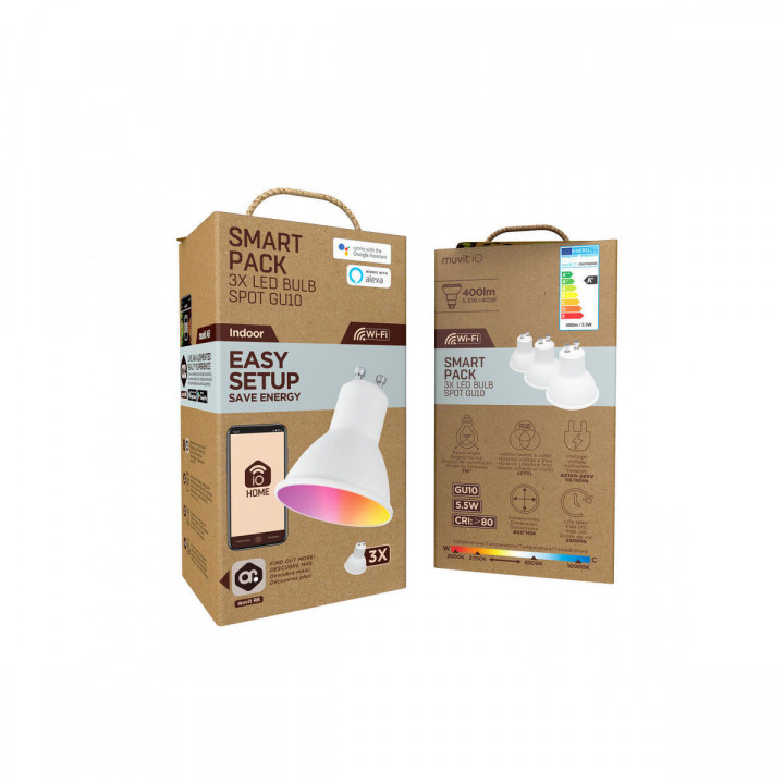 Smart Light bulb Muvit iO Pack 3 5,5 W GU10 400 lm Wi-Fi LED 2700 K 6500 K