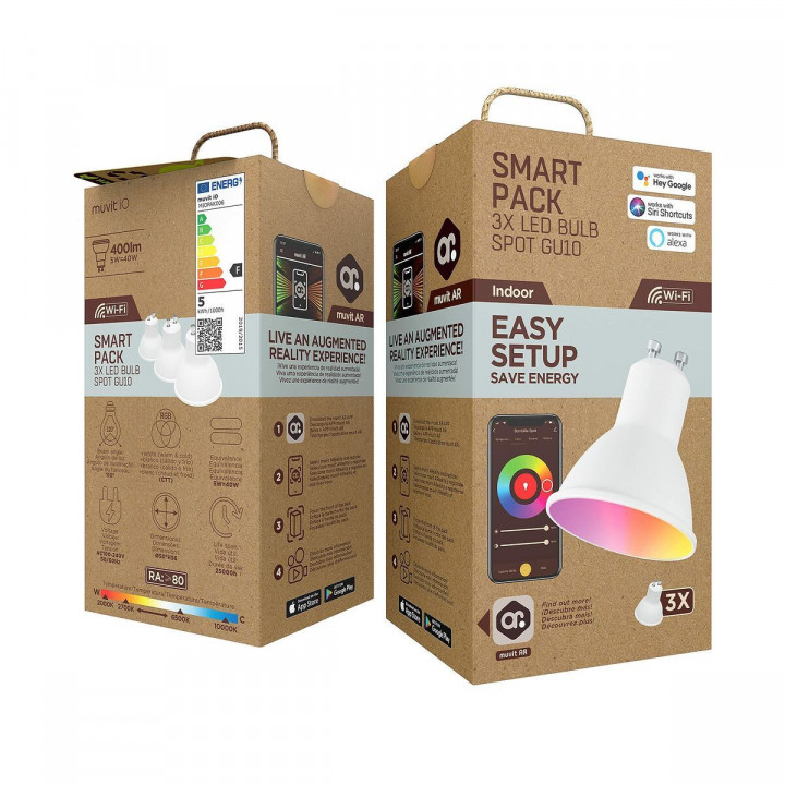 Smart Light bulb Muvit iO Pack 3 5,5 W GU10 400 lm Wi-Fi LED 2700 K 6500 K