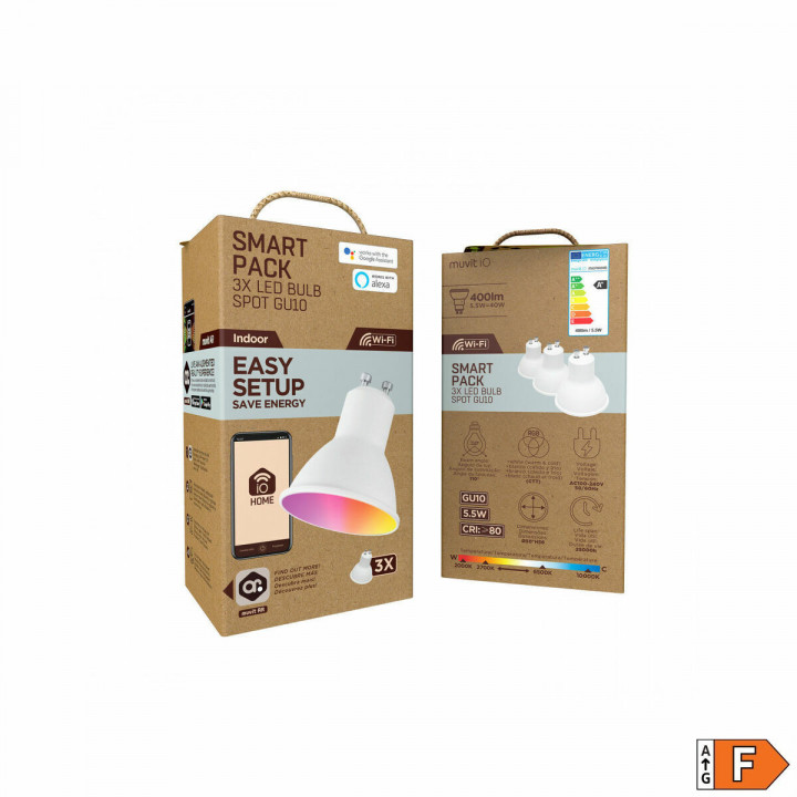 muvit iO Pack 3 Bombillas GU10 400lm, 5.5W, RGB+CCT, D50*H56